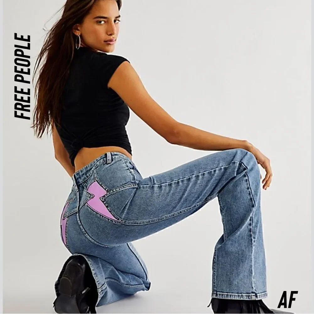 FREE PEOPLE THUNDERBIRD FLARE JEANS IN PURPLE NEW NWT